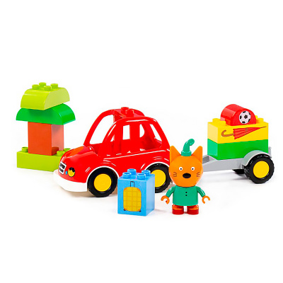 Конструктор Макси Три кота Компот и автомобиль 12 элементов Полесье 77193 1